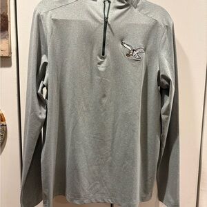 Philadelphia Eagles Light Gray Long Sleeve Quarter-Zip Pullover